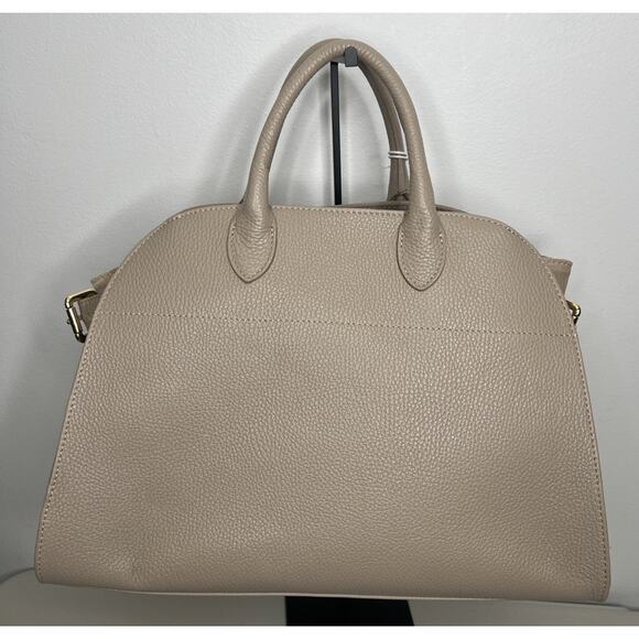 NWT Anna Paola Italian Leather Suede Satchel Riva Color Cappuccino - Picture 5 of 11